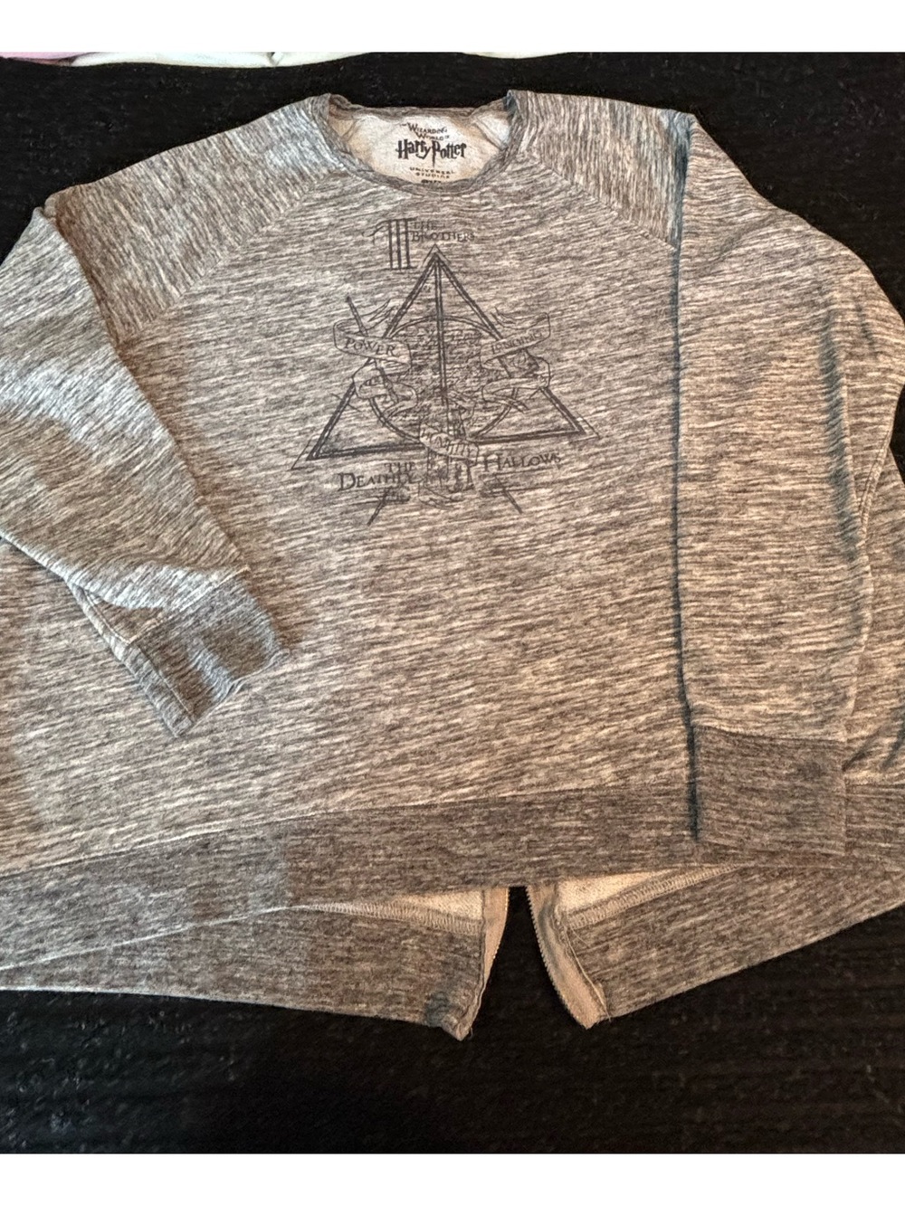 Universal Gray Heather Crewneck Sweatshirt with Subtle Graphic